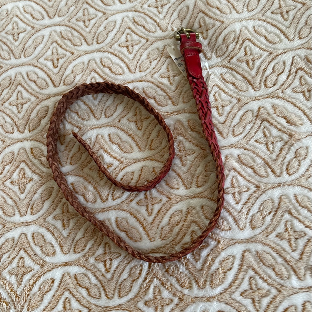 Y2K Madewell Ox Blood Red Woven Leather Belt - Picture 3 of 5